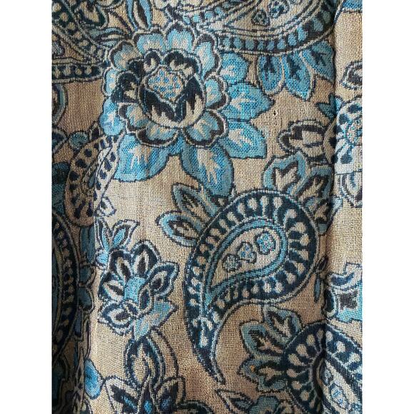 Blue Gold Reversible Silk Blend Shimmery Paisley Pashmina Scarf Shawl 69x27” - Picture 8 of 8